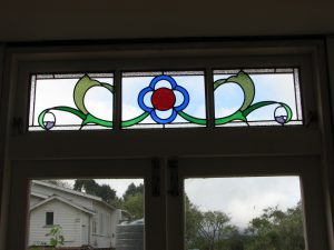 Leadlight stained glass Whangarei. Stained glass inset above doorway